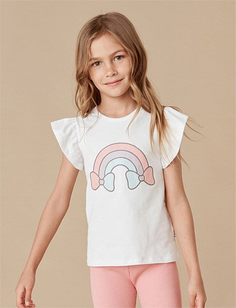 HUX RAIN BOW FRILL T-SHIRT