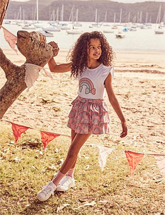 HUX RAIN BOW FRILL T-SHIRT