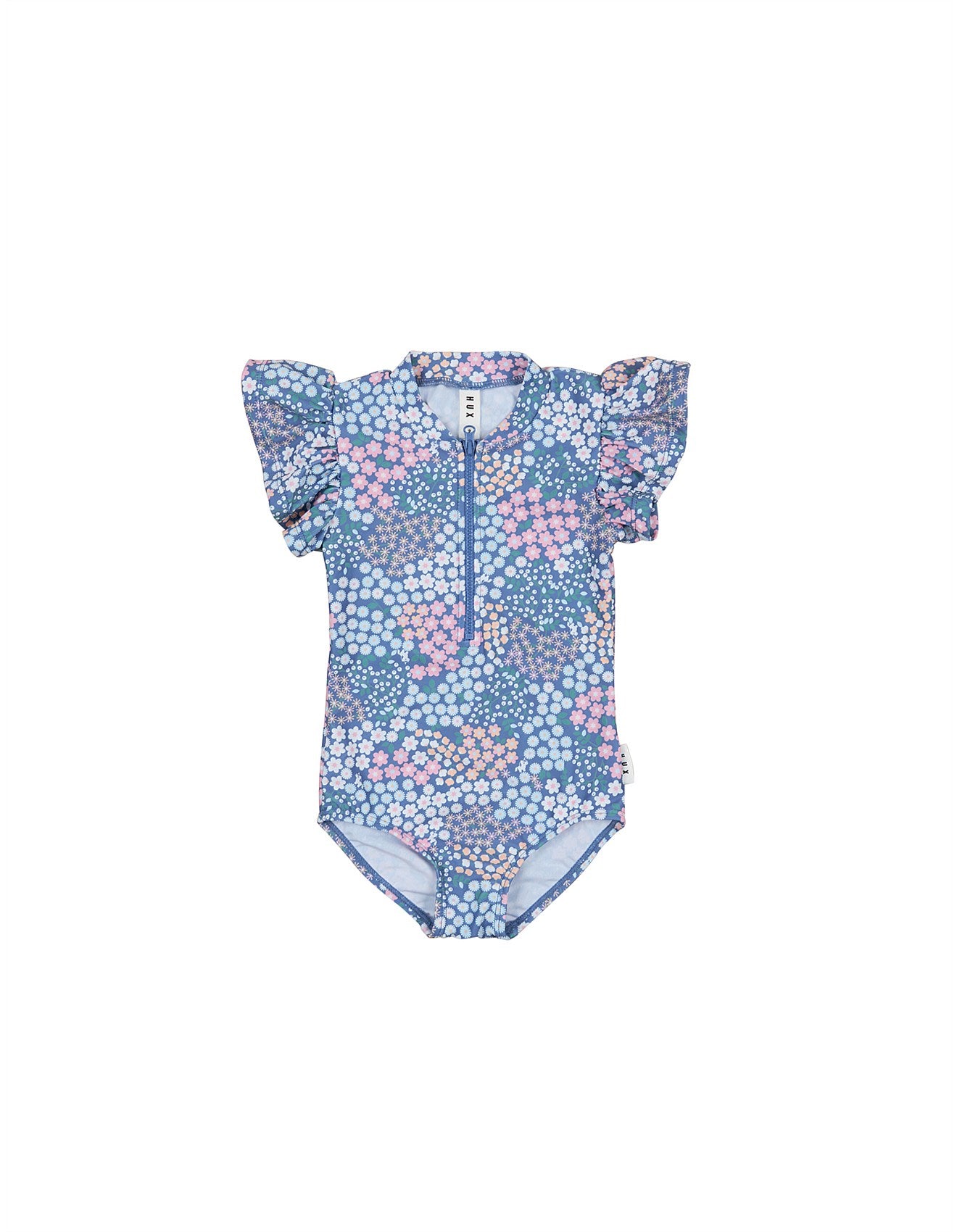 HUX GARDEN FLORAL FRILL ZIP SWIMSUIT