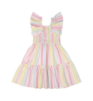 RYB SORBET STRIPE SHIRRED DRESS