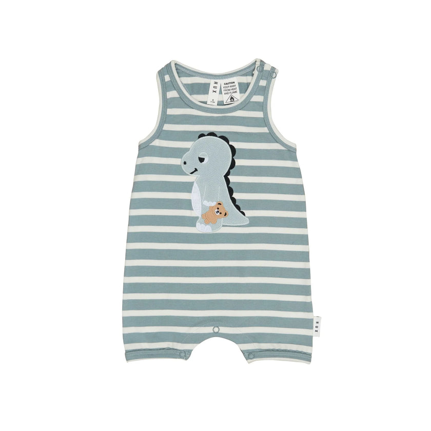 HUX CONSTRUCTION DINO STRIPE SLEEVELESS ROMPER