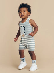 HUX CONSTRUCTION DINO STRIPE SLEEVELESS ROMPER