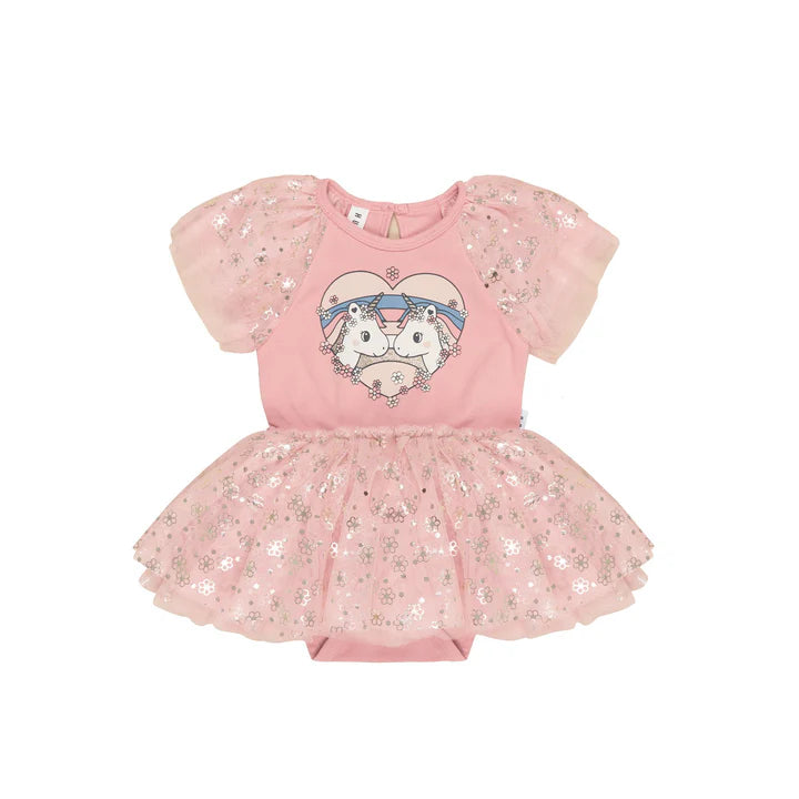 HUX UNICORN HEART RAGLAN BALLET ONESIE