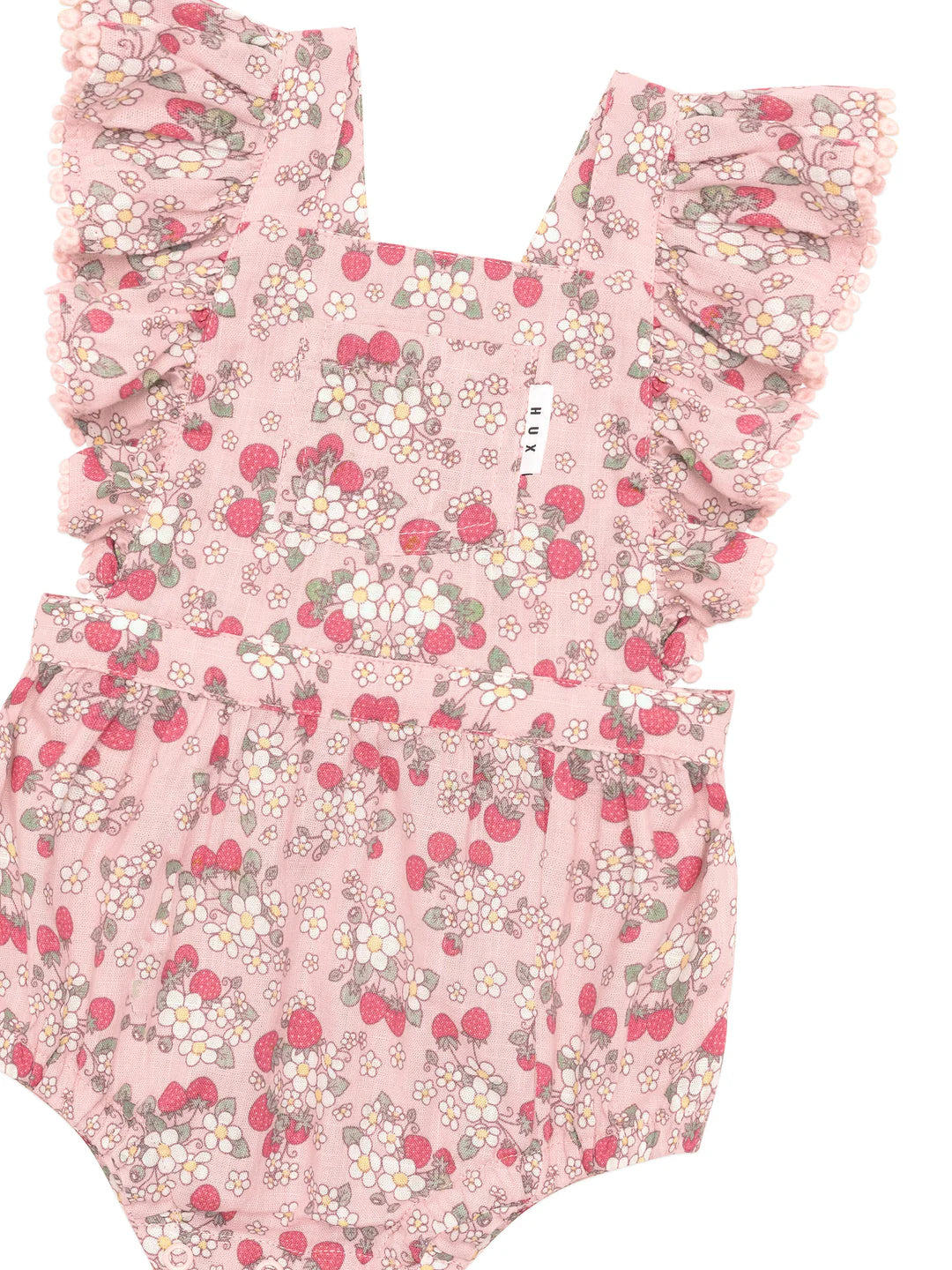 HUX VINTAGE STRAWBERRY FRILL PLAYSUIT BLUSH