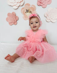 RYB PINK HEART BABY TULLE PARTY DRESS