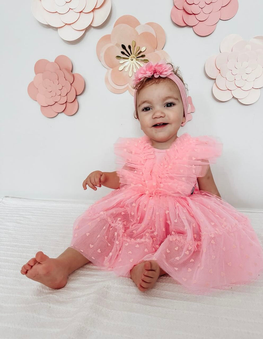 RYB PINK HEART BABY TULLE PARTY DRESS