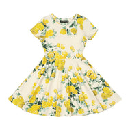 RYB YELLOW ROSES WAISTED DRESS