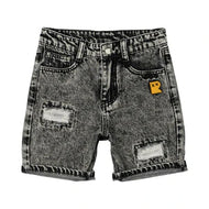 RYB CHARCOAL RIPPED DENIM SHORTS