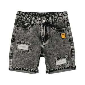 RYB CHARCOAL RIPPED DENIM SHORTS
