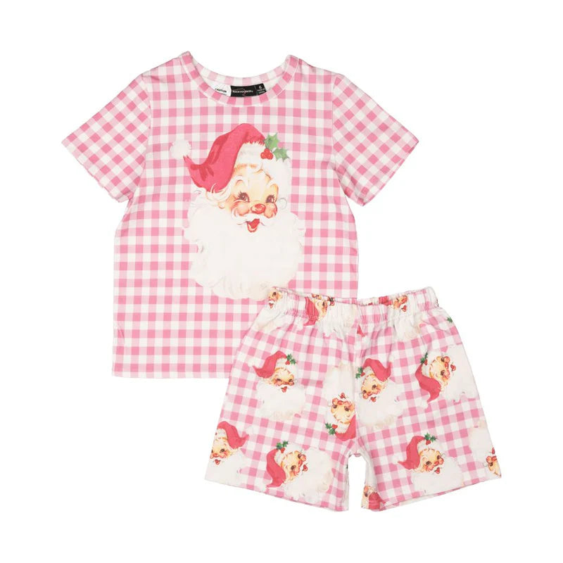 RYB PINK PLAID SANTA PJ SET