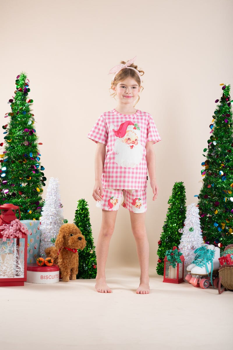 RYB PINK PLAID SANTA PJ SET