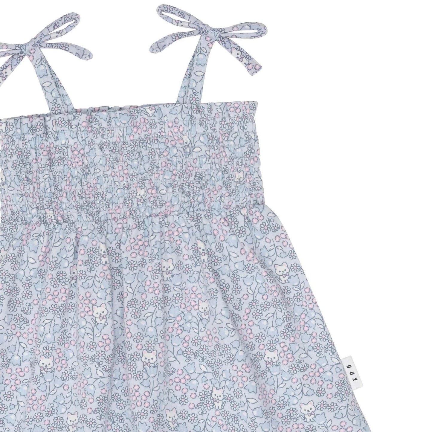 HUX BLUEBELL FLORAL SHIRRED DRESS