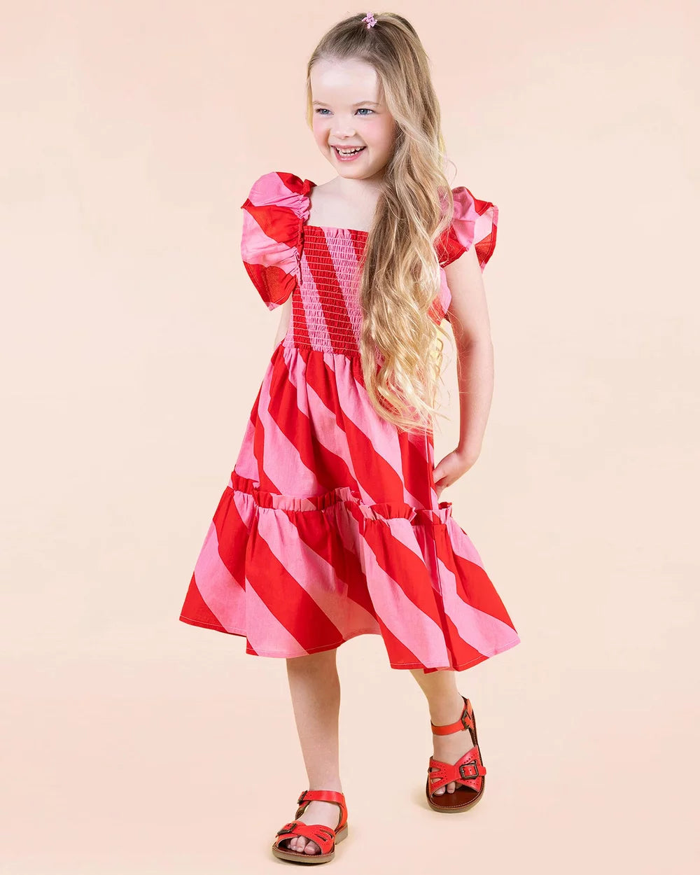 RYB CANDY WRAP SHIRRED DRESS