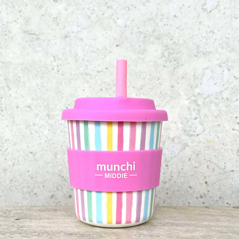 Munchi Calypso Middie Single Cup (8oz/240ml) Pink Straw Included