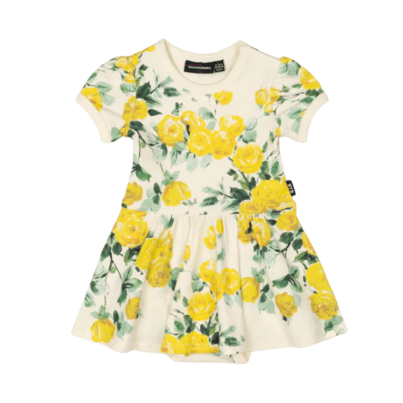 RYB YELLOW ROSES BABY WAISTED DRESS
