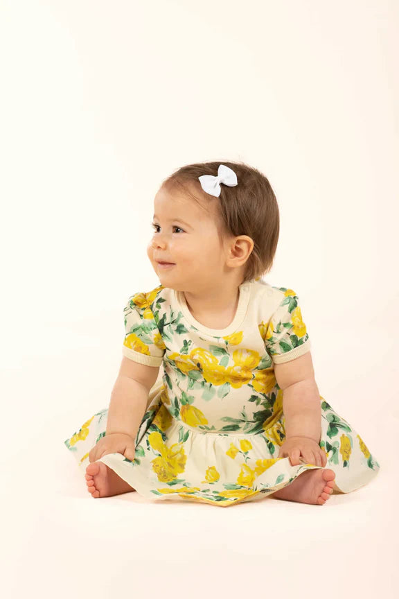 RYB YELLOW ROSES BABY WAISTED DRESS