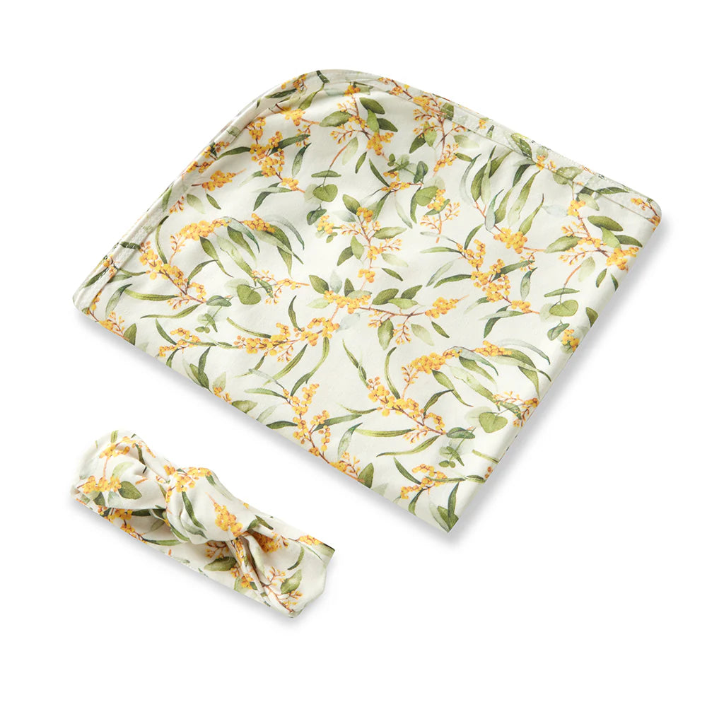 SNUGGLE HUNNY GOLDEN WATTLE JERSEY WRAP SET