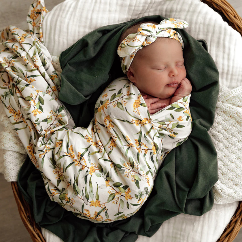 SNUGGLE HUNNY GOLDEN WATTLE JERSEY WRAP SET