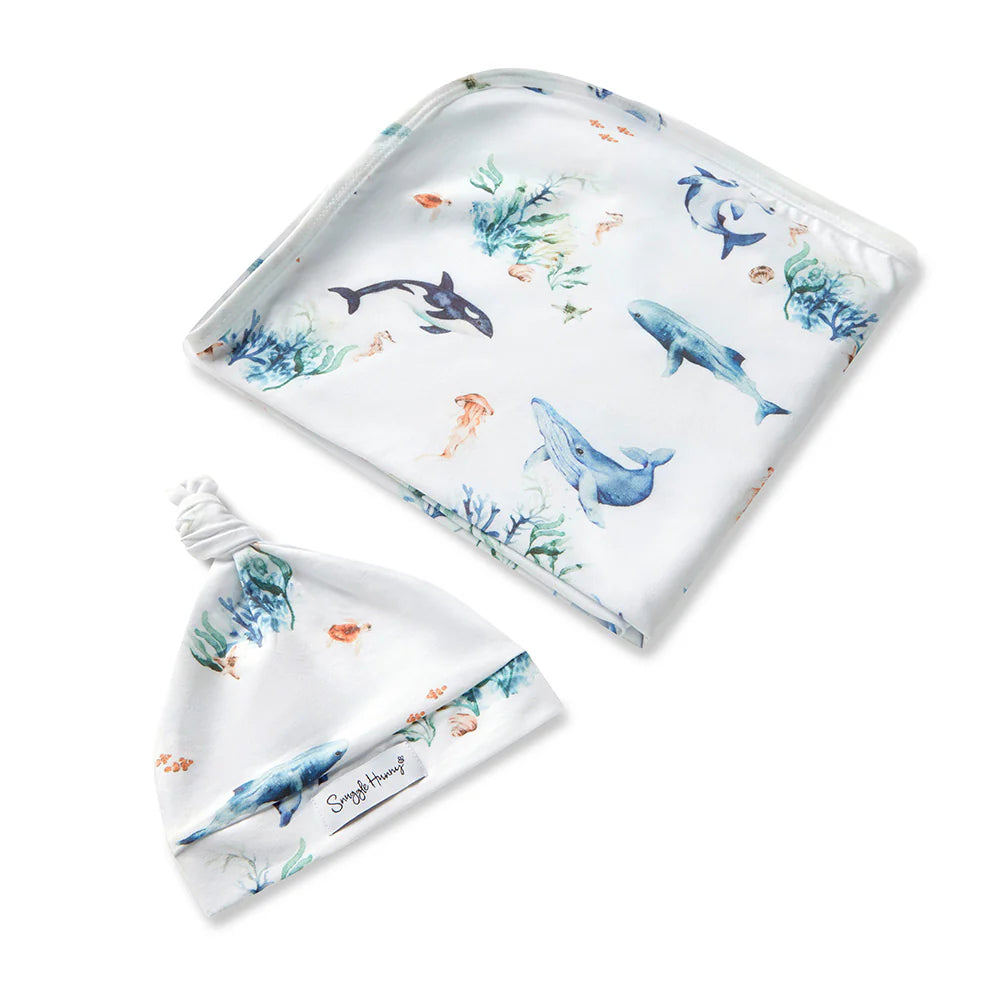 SNUGGLE HUNNY OCEAN JERSEY WRAP SET