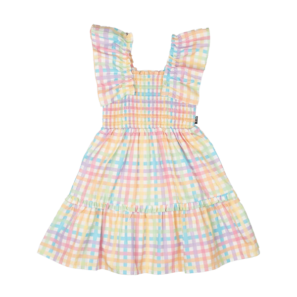 RYB CREPE RAINBOW PLAID DRESS