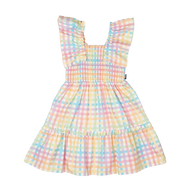 RYB CREPE RAINBOW PLAID DRESS