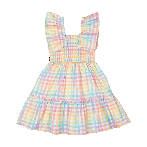 RYB CREPE RAINBOW PLAID DRESS