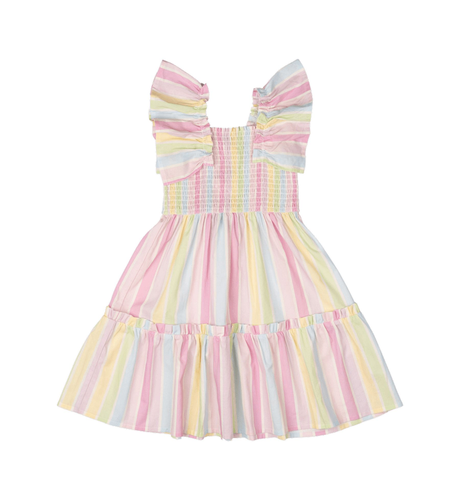 RYB SORBET STRIPE SHIRRED DRESS