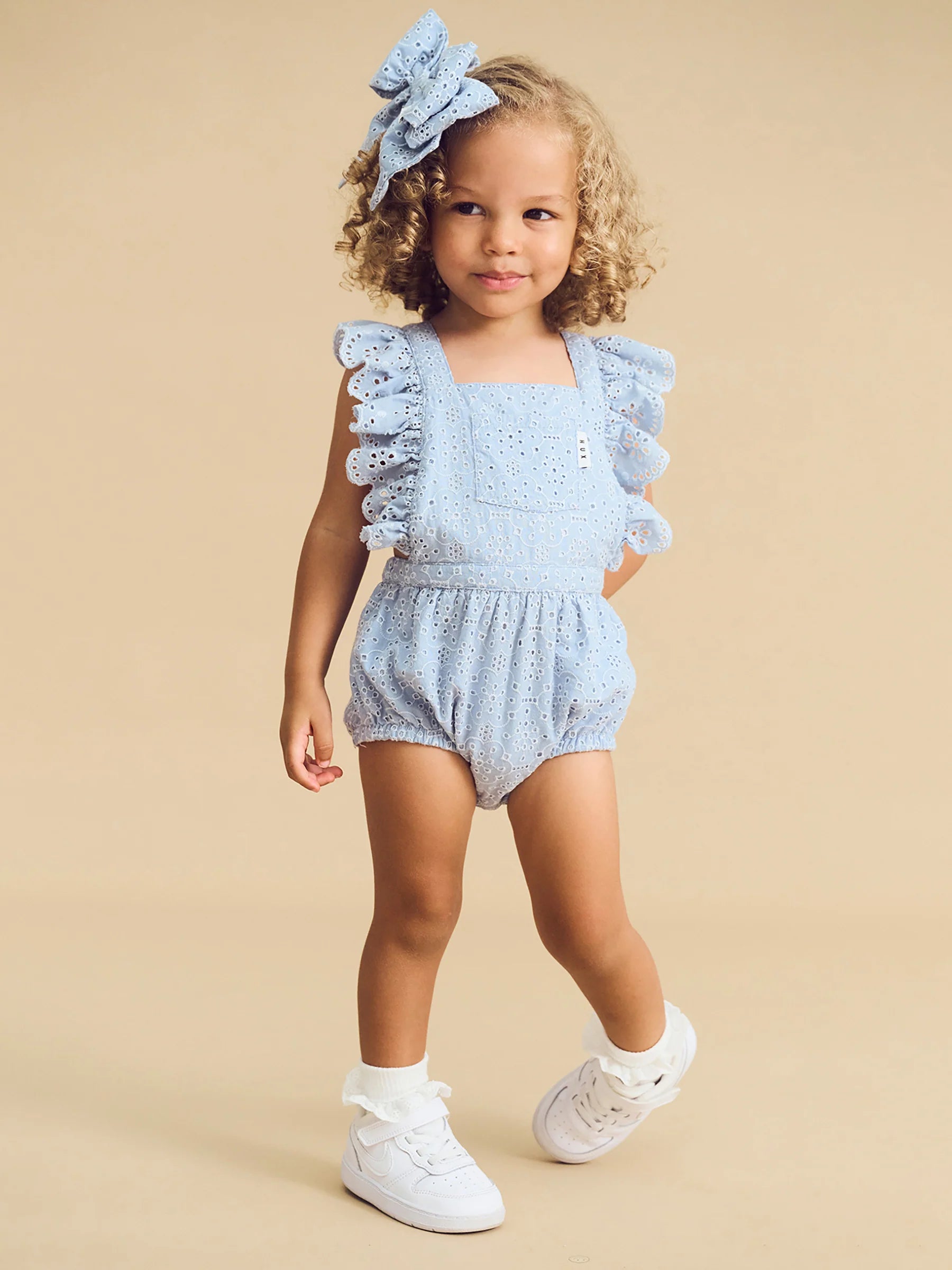 HUX BRODERIE FRILL PLAYSUIT
