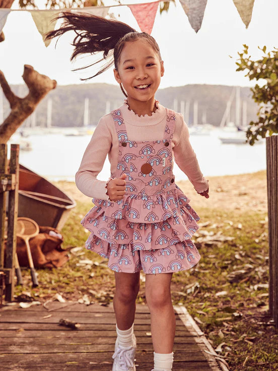 HUX RAIN BOW OVERALL FRILL DRESS