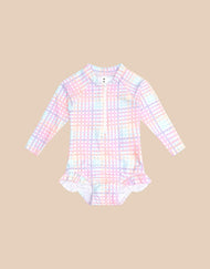 HUX RAINBOW CHECK FRILL SWIMSUIT