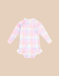 HUX RAINBOW CHECK FRILL SWIMSUIT