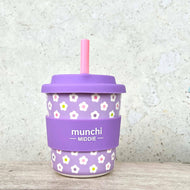 Munchi Flower Middie Single Cup (8oz/240ml) Pink Straw Included